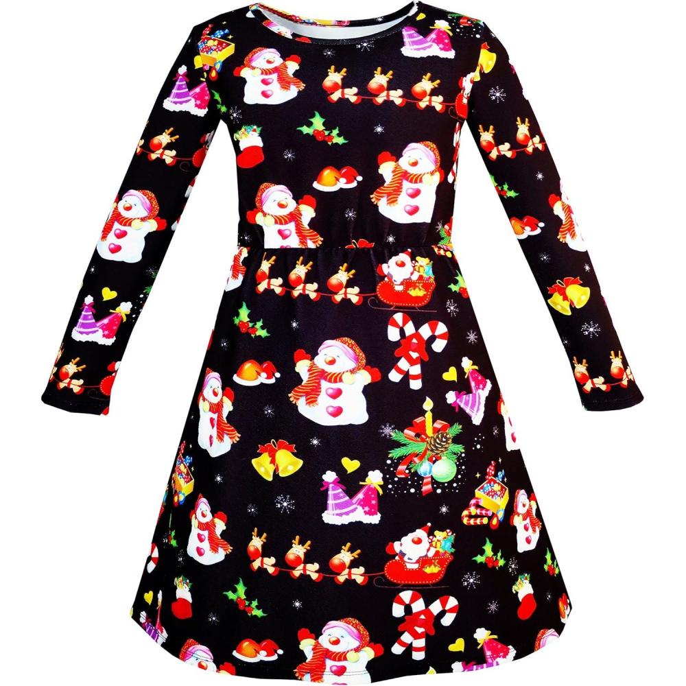 imageSunny Fashion Girls Dress Green Forest Red Fox Long Sleeve Size 410Black
