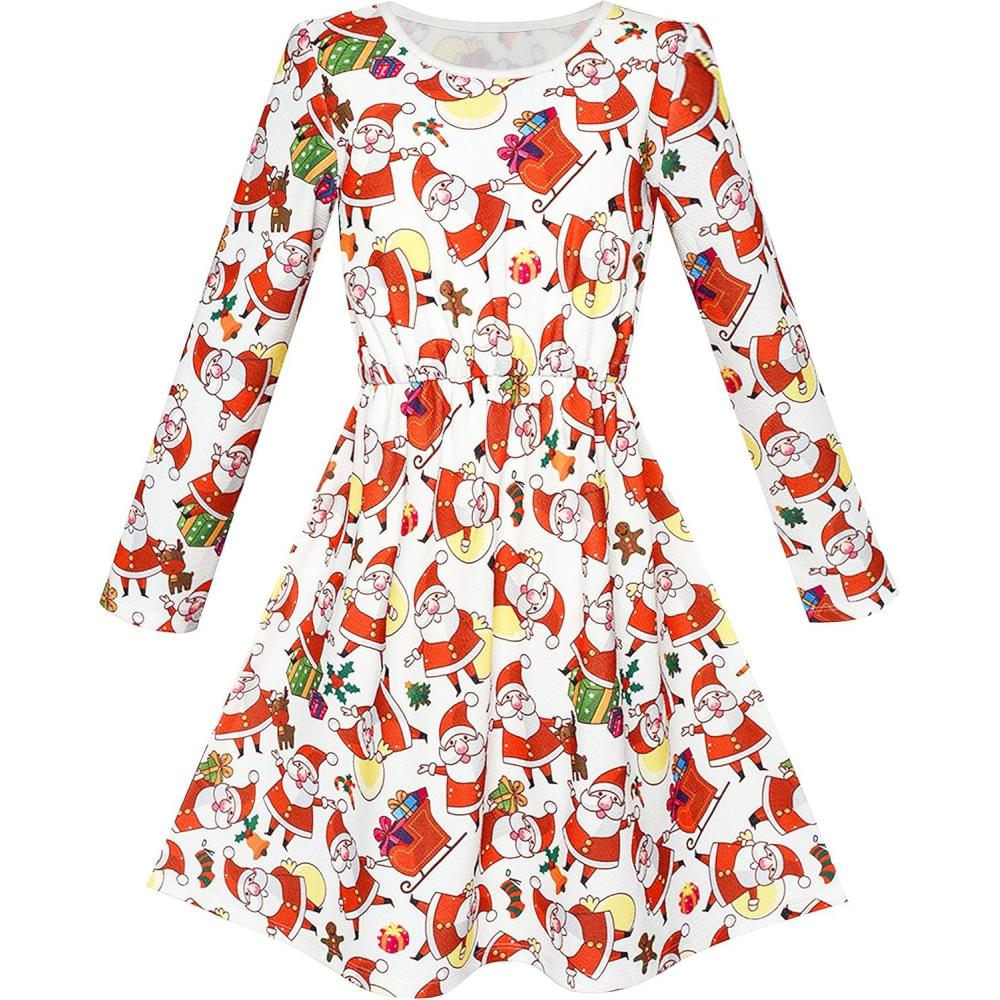 imageSunny Fashion Girls Dress Green Forest Red Fox Long Sleeve Size 410Multicolor