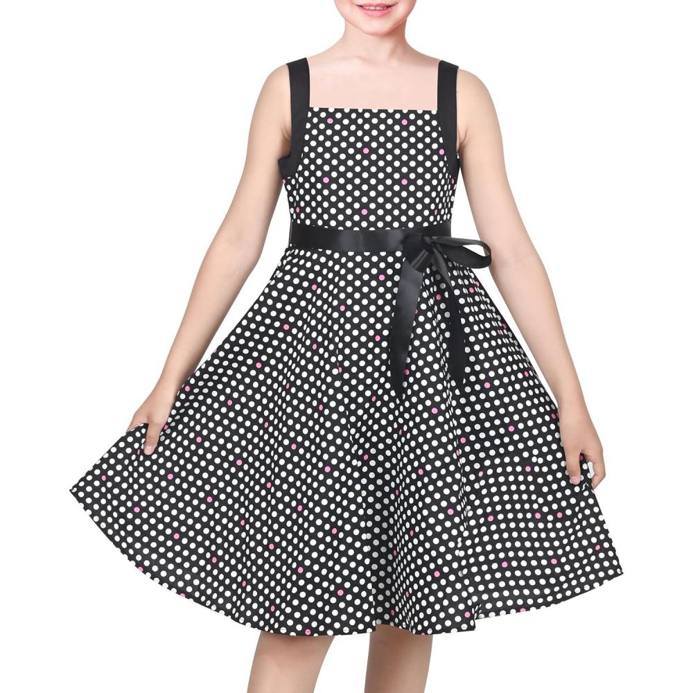 imageSunny Fashion Girls Dress Heart Print PinkBlack Dots