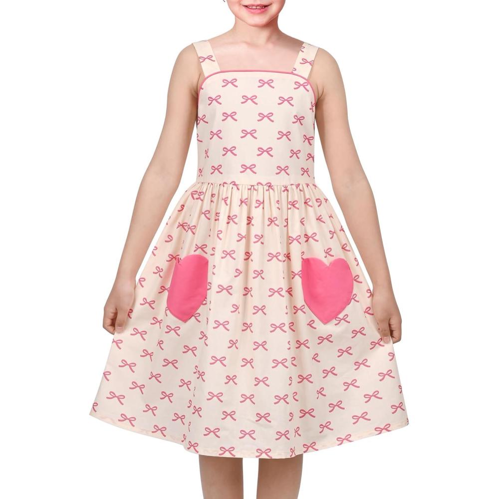 imageSunny Fashion Girls Dress Heart Print PinkPink Heart Pocket