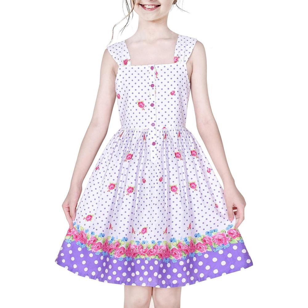 imageSunny Fashion Girls Dress Heart Print PinkPurple Dot