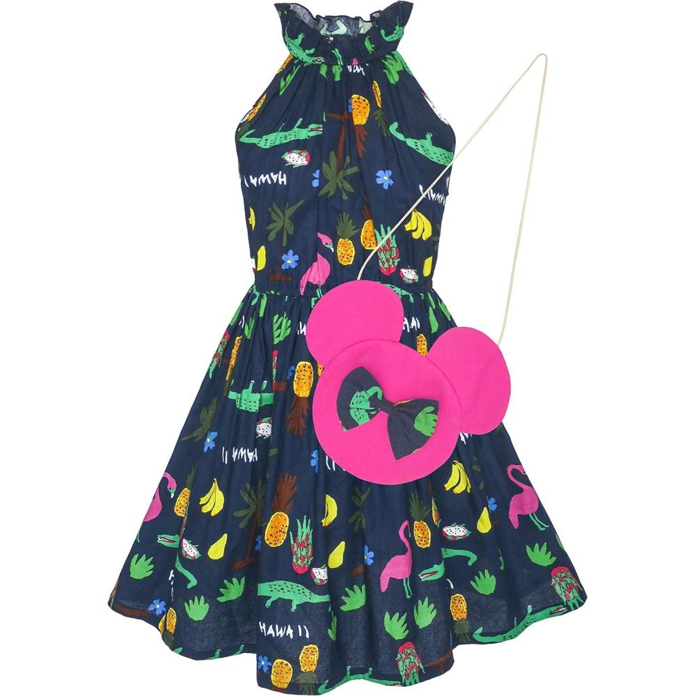 imageSunny Fashion Girls Dress Size 4 Years Christmas Party Red Green Reindeer Pattern