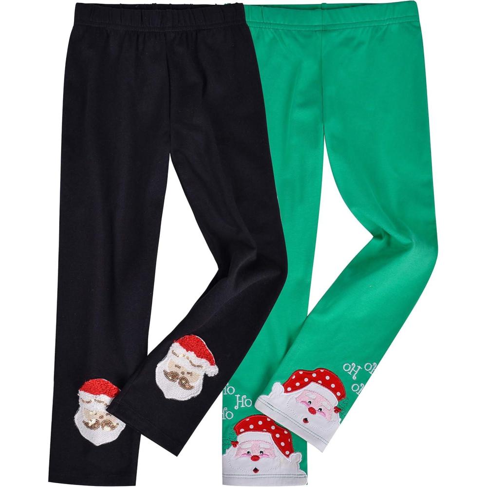 imageSunny Fashion Girls Pants 3Pack Cotton Leggings Lace Stretchy Kids ToddlerGreen Black