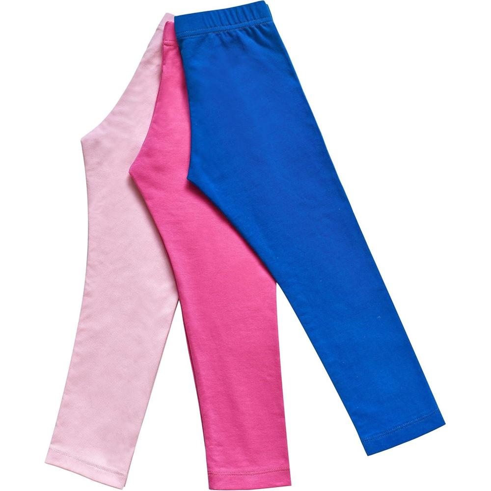 imageSunny Fashion Girls Pants 3Pack Cotton Leggings Lace Stretchy Kids ToddlerLight PinkPinkBlue