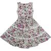 Girls Dress V-Neck Lace Trim Flower Leaves Print Size 4-10 Years 5 Years / Multi-Color