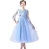 Sunny Fashion Flower Girls Dress Blue Bell Sleeves Wedding Bridesmaid Size 6-12