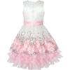 Sunny Fashion Flower Girls Dress Pink Sequin Dimensional Flowers Bow Tie Pageant