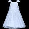 Sunny Fashion Flower Girls Dress White Sparkling Corset Pageant Vintage(White)