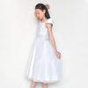 Sunny Fashion Flower Girls Dress White Sparkling Corset Pageant Vintage(White)