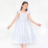 Sunny Fashion Flower Girls Dress White Sparkling Corset Pageant Vintage(White)