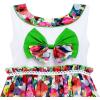Sunny Fashion Girls Dress Bow Tie Blooming Flower Detailing Collar Green