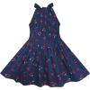 Sunny Fashion Girls Dress Cherry Fruit Print Cotton with Cute Handbag Blue