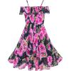 Sunny Fashion Girls Dress Chiffon Sunflower Ruffle Cold Shoulder Maxi Dress