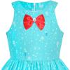 Sunny Fashion Girls Dress Christmas Eve Christmas Tree Snow Reindeer Party(Blue Reindeer)