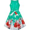 Sunny Fashion Girls Dress Christmas Eve Christmas Tree Snow Reindeer Party(Green)