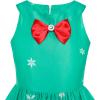 Sunny Fashion Girls Dress Christmas Eve Christmas Tree Snow Reindeer Party(Green)