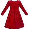 Sunny Fashion Girls Dress Christmas Hat Red Velvet Long Sleeve Holiday Size 4-14(Claret Red)