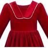 Sunny Fashion Girls Dress Christmas Hat Red Velvet Long Sleeve Holiday Size 4-14(Claret Red)