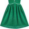 Sunny Fashion Girls Dress Christmas Hat Red Velvet Long Sleeve Holiday Size 4-14(Green Tweed)