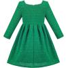 Sunny Fashion Girls Dress Christmas Hat Red Velvet Long Sleeve Holiday Size 4-14(Green Tweed)