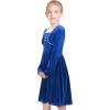 Sunny Fashion Girls Dress Christmas Hat Red Velvet Long Sleeve Holiday Size 4-14(Navy Blue)