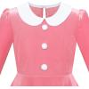 Sunny Fashion Girls Dress Christmas Hat Red Velvet Long Sleeve Holiday Size 4-14(Pink)