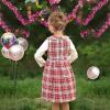 Sunny Fashion Girls Dress Christmas Hat Red Velvet Long Sleeve Holiday Size 4-14(Red Checkered)