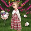 Sunny Fashion Girls Dress Christmas Hat Red Velvet Long Sleeve Holiday Size 4-14(Red Checkered)