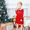 Sunny Fashion Girls Dress Christmas Hat Red Velvet Long Sleeve Holiday Size 4-14(Red White Collar)