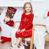 Sunny Fashion Girls Dress Christmas Hat Red Velvet Long Sleeve Holiday Size 4-14(Red White Collar)