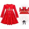 Sunny Fashion Girls Dress Christmas Hat Red Velvet Long Sleeve Holiday Size 4-14(Red White Collar)