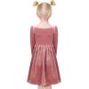 Sunny Fashion Girls Dress Christmas Hat Red Velvet Long Sleeve Holiday Size 4-14(Salmon Pink Velvet)