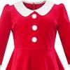 Sunny Fashion Girls Dress Christmas Santa Hat Long Sleeve Party New Year(Red)