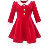 Sunny Fashion Girls Dress Christmas Santa Hat Long Sleeve Party New Year(Red)