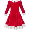 Sunny Fashion Girls Dress Christmas Santa Hat Long Sleeve Party New Year(Red)