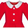 Sunny Fashion Girls Dress Christmas Santa Hat Long Sleeve Party New Year(Red White)