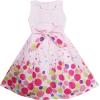 Sunny Fashion Girls Dress Colorful Dot 3 Flower Green Belt Party Birthdayren