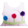 Sunny Fashion Girls Dress Colorful Dot 3 Flower Green Belt Party Birthdayren