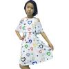 Sunny Fashion Girls Dress Colorful Heart Print Cold Shoulder Party Dress