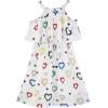 Sunny Fashion Girls Dress Colorful Heart Print Cold Shoulder Party Dress