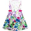 Sunny Fashion Girls Dress Elegant Blooming Rose Flower Garden Print O-Neck