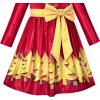 Sunny Fashion Girls Dress Fit & Flare Glitter Jacquard Christmas Holiday(Red Reindeer)