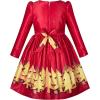 Sunny Fashion Girls Dress Fit & Flare Glitter Jacquard Christmas Holiday(Red Reindeer)