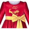 Sunny Fashion Girls Dress Fit & Flare Glitter Jacquard Christmas Holiday(Red Reindeer)