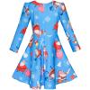 Sunny Fashion Girls Dress Green Forest Red Fox Long Sleeve Size 4-10(Blue 2)