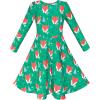 Sunny Fashion Girls Dress Green Forest Red Fox Long Sleeve Size 4-10(Green)