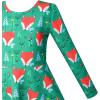 Sunny Fashion Girls Dress Green Forest Red Fox Long Sleeve Size 4-10(Green)