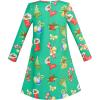 Sunny Fashion Girls Dress Green Forest Red Fox Long Sleeve Size 4-10(Green 2)