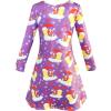 Sunny Fashion Girls Dress Green Forest Red Fox Long Sleeve Size 4-10(Purple)