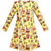Sunny Fashion Girls Dress Green Forest Red Fox Long Sleeve Size 4-10(Yellow)